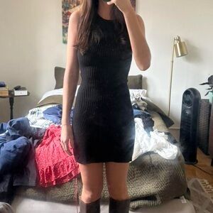 Princess Polly Black stretchy Ribbed Dress